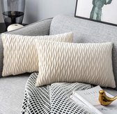 Kussen fluweel olijfgroen streep 50x50 cm set van 2 sierkussens