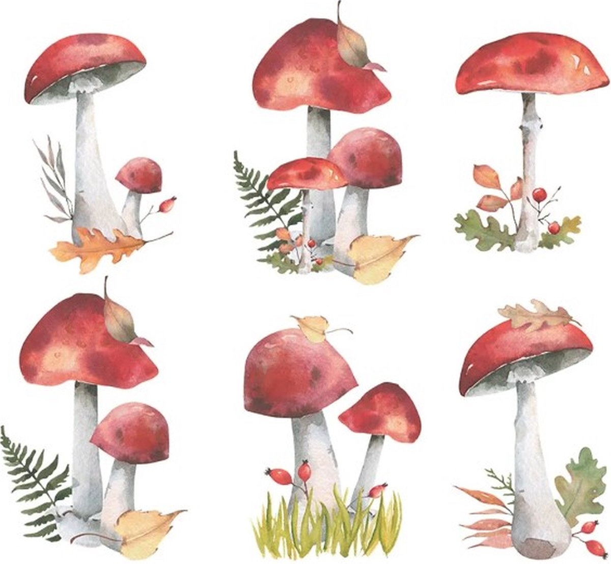 Muursticker Raamstickers Herfst / Autumn - Paddestoel / Paddestoelen - Blad - Bes | Bos Stickers | Raam Decoratie - Winkel - School - Peuterspeelzaal - Huis - Veranda- Kantoor | Herbruikbaar - Waterdicht - Verwijderbaar | DH collection