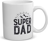 Sleutelhanger wereld - super dad koffiemok - theemok - Papa - vader - cadeau - vaderdag - 350 ML inhoud
