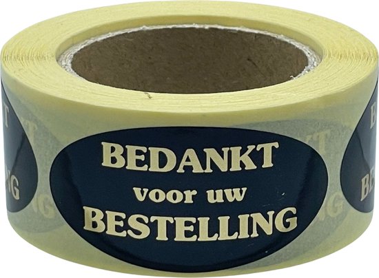 Bedankt voor uw bestelling stickers - 250 stuks - Goud Zwart - 25x50mm - Ovaal - Bedanktetiketten - Reclame-etiket - Bedanktsticker - Kado - Gift