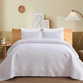Sprei 240 x 260 cm bedsprei wit microvezel gewatteerd dekbedovertrek tweepersoonsbed gewatteerde deken als slaapkamerdekbed met 2 x 50 x 70 cm kussensloop voor bed