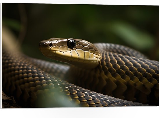 PVC Schuimplaat- Zwarte mamba slang in de natuur - 75x50 cm Foto op PVC Schuimplaat