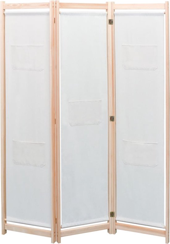 The Living Store Kamerverdeler 3 panels - 120 x 170 x 4 cm - Crème - Houten frame