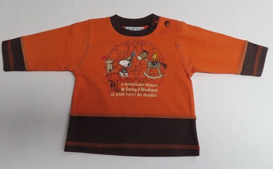 Trui - T-Shirt met lange mouw - Oranje / bruin - Snoopy Woodstock - 6 maand 68