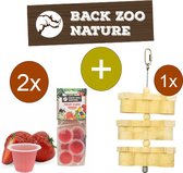 Zoo Nature Fruit Tubs Fraise - Snack pour oiseaux - Avec support de recherche de nourriture - Recherche de nourriture
