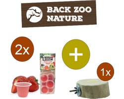 Back Zoo Nature Fruitkuipjes Aardbei - Vogelsnack - Inclusief houder