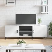 The Living Store TV-meubel Hoogglans Wit - 150 x 30 x 50 cm - Bewerkt hout en ijzer