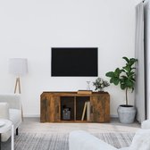 Meuble TV The Living Store - Meuble TV en bois - 100 x 35 x 40 cm - chêne fumé
