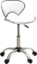 The Living Store Chaise de bureau - Confort d'assise - Rotatif à 360 degrés - Simili Cuir Wit - 46,5x48,5x(69,5-83,5)cm - 110kg