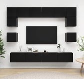 The Living Store Tv-meubelset Notus - Televisiemeubel - Zwart - 100x30x30 cm - spaanplaat