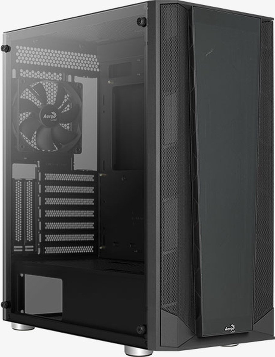 Aerocool Prism-G-BK-v1, Midi Tower, PC, Zwart, ATX, micro ATX, Mini-ITX, ABS, Metaal, Gehard glas, Gamen