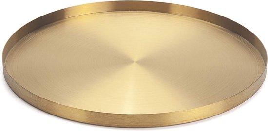 Decoratief dienblad Gouden Ronde Dienblad Metalen Decoratieve Opbergvak Voor Sieraden, Make-Up, Toiletartikelen, Keukenservies (32cm)