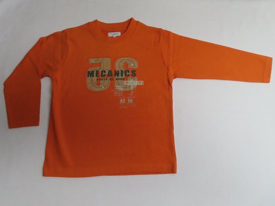 Trui - T-Shirt met lange mouw - Jongen - Oranje - Mecanics - 4 jaar 102