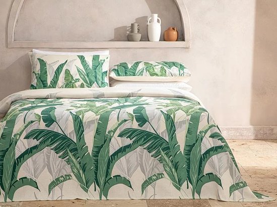 English Home Summer blanket - Bedsprei incl. 1 kussenslopen en onderlaken - 150x220 cm - Groen