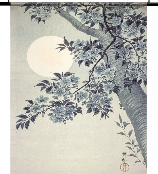 Wandkleed - Wanddoek - Ohara Koson Blossoming Cherry - 150 x 180 cm
