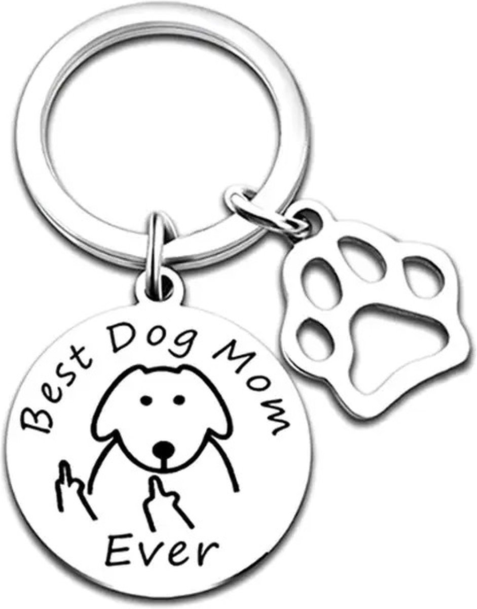 Nina's Giftshop® Best Dog Mom Sleutelhanger - Cadeau voor Hondenliefhebber - Verjaardag - Kerstcadeau - Valentijn Cadeau
