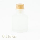 6 frosted glazen flesjes van 50 ml - kleur wit - vaasje - huisparfum - bedankje - decoratie