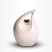 Crematie-urn | Teardrop Messing urn creme wit met hart | Urn voor volwassenen | 1 liter