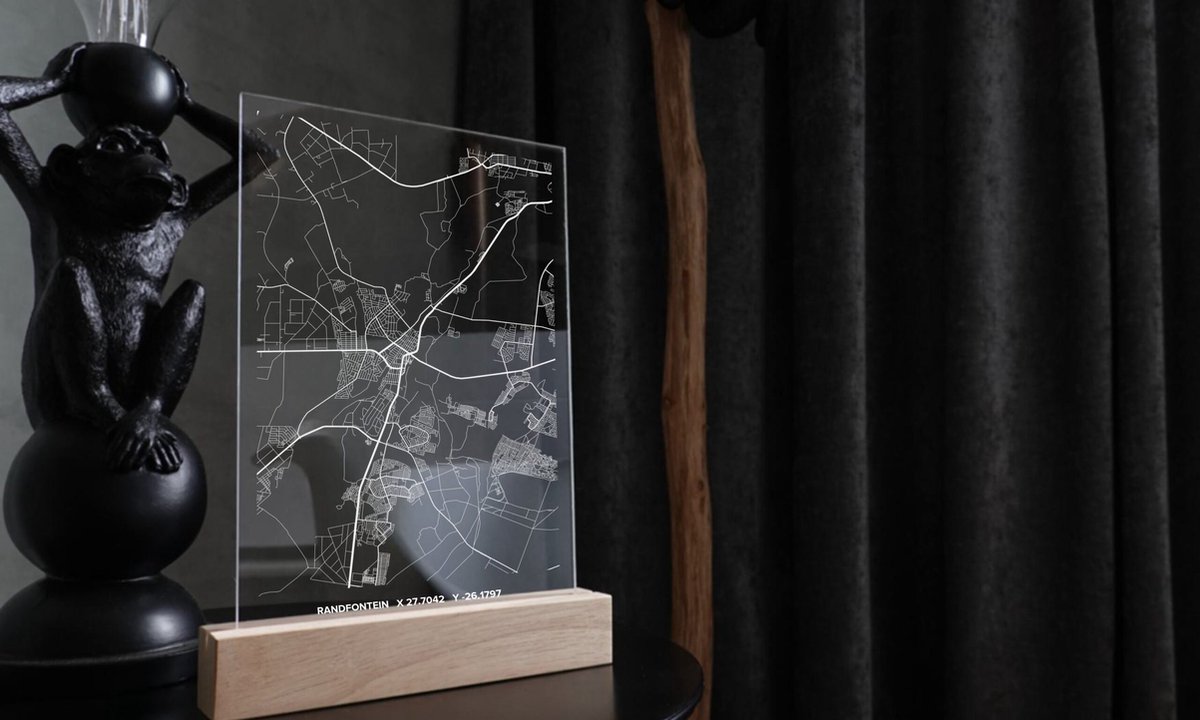 Randfontein kaart op plexiglas | poster van je stad - vensterbankdecoratie - wanddecoratie