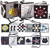 Yippiez - Zacht knisperboek baby - box speelgoed - zwart wit contrasterend sensorisch - leren - kraamkado - kraamcadeau