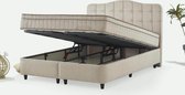 Dreamhouse Marrakech Opberg Boxspring Bed - 160x200 - VELVET BEIGE - Met veel Opbergruimte en Inclusief Hoofdbord.