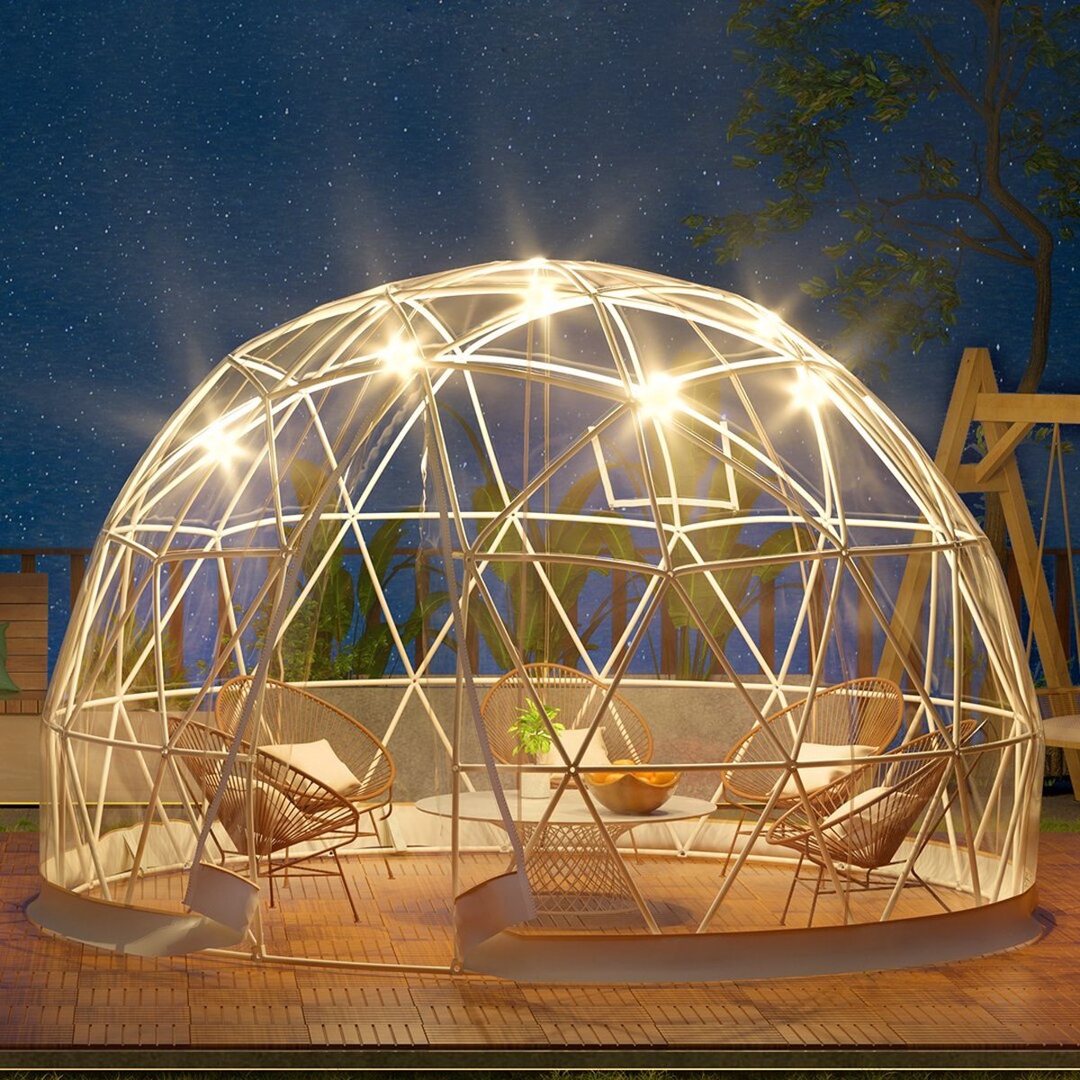 Iglo Tent - Bubbeltent - Party Tent Tuintent Sfeer Bubbel 365cm LED Lights Serre - Garden Dome