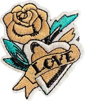 Love Tattoo Strijk Embleem Patch Beige 6.7 cm / 6.9 cm / Beige Groen