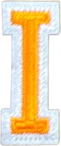 Alfabet Letter Strijk Embleem Patch Oranje Wit Letter I / 3.5 cm / 4.5 cm