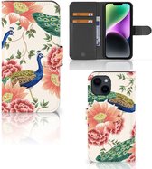 Telefoonhoesje met Pasjes Geschikt voor iPhone 15 Pink Peacock