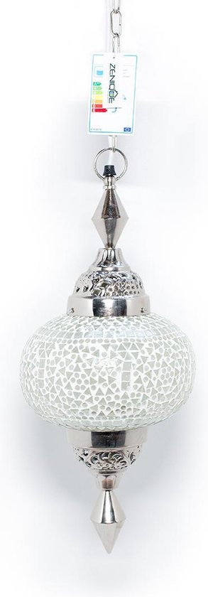 Hanglamp wit - glas - mozaïek - 25cm Ø - 1 60 E27 - Marokkaanse -... | bol.com