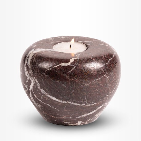 Crematie urn | Stenen urn met theelichtje klein | Bruin | Urn voor volwassenen