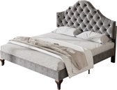 Lit double rembourré Merax - Lit pour 2 personnes avec tête de lit réglable - Grijs