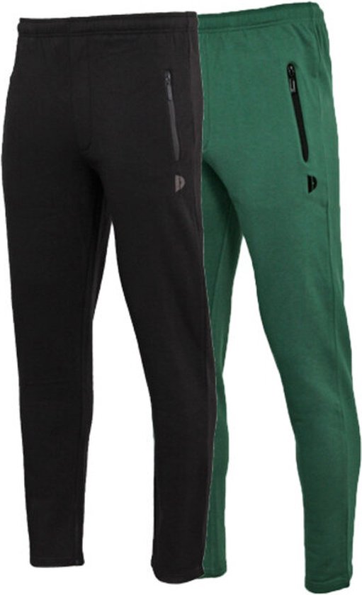 2- Pack Donnay Joggingbroek met rechte pijp - Sportbroek - Heren - Maat XXL - Forrest green/Zwart (428)