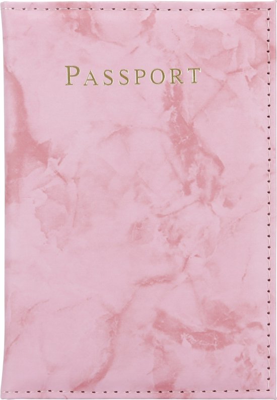 Cadorabo Étui pour passeport et cartes en simili cuir de couleur Marble Pink - Set de 2 sacs pour un passeport et une carte chacun au design tendance