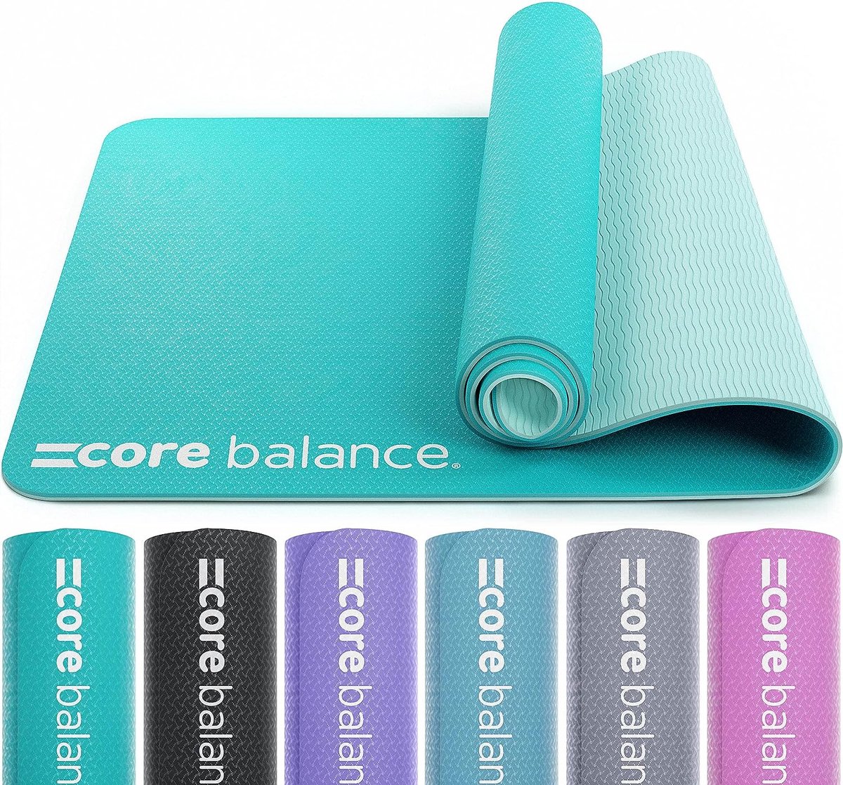 Yogamat, TPE-gymnastiekmat, trainingsmat, antislip pilatesmat, yogamat voor fitness, pilates en gymnastiek, met draagriem, 183 x 65 x 0,6 cm