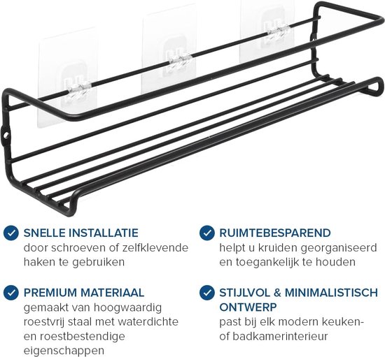 Deco haus® Kruidenrek wand zonder boren met 24 Kruidenpotjes