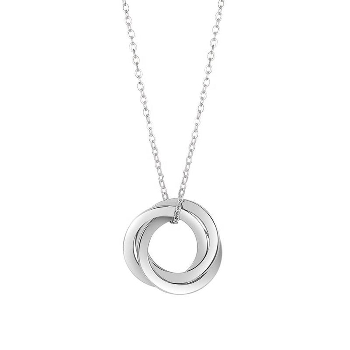 Lumici® | Round in Round Ketting - Dubbel Rondjes Ketting - Dubbele Rondjes Ketting - Rondje - Rond - Cadeau Voor Vrouwen - Moederdag Cadeau - Valentijn - Liefde - Verrassing - Zilver