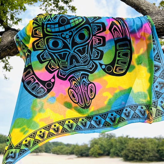 Delindo Lifestyle® Frottee Strandtuch Tropical CHILL Zone TÜRKIS, 100% Baumwolle, Strandlaken