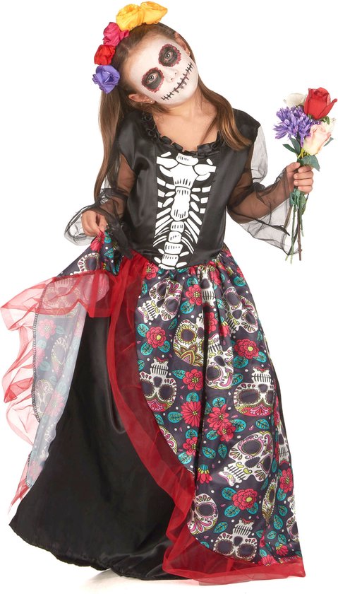 Vegaoo - Dia de los muertos vermomming met bloemen meisjes