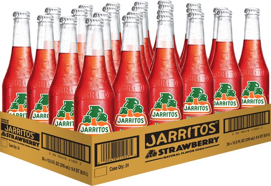 Jarritos - Strawberry - Aardbei - Sparkling - Soda - Frisdrank - Glas - Exclusief
