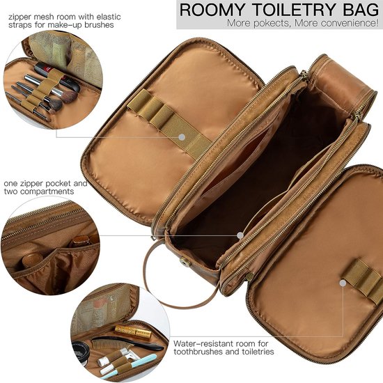 Trousse de toilette en cuir résistant à l'eau pour homme, grand sac de voyage, Kit de Trousse de toilette en cuir résistant à l'eau pour homme, grand sac de voyage, Kit de