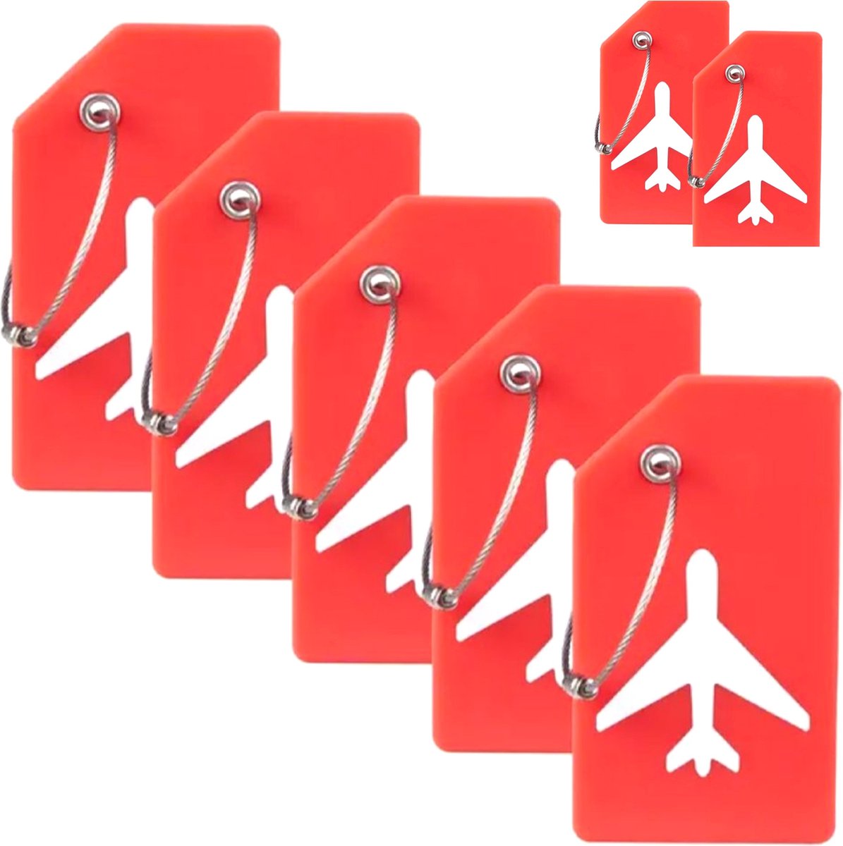 Frazimashop- Kofferlabel Silicone - 5 stuks kleur rood - Reiskoffer Reisaccessoire - Bagagelabel - Adres Label