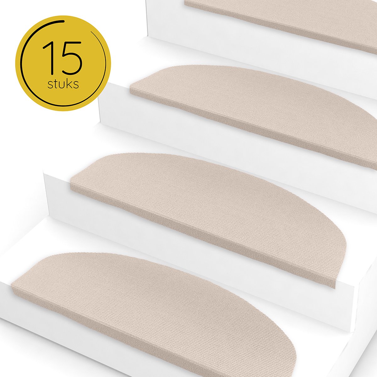 andiamo Trapmat, zelfklevend, onderhoudsvriendelijk, verschillende kleuren, set van 15 stuks, kleur: beige, afmetingen: 23 x 65 cm