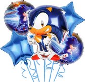 Verjaardag Versiering voor Kinderen - Decoratie voor kinderfeestje - Birthday/Party Decoration Set - Sonic the Hedgehog-(folie ballonnen set)