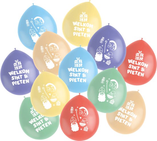 Folat - Ballons en latex Welcome 'Sint and Piet' (12 pièces)