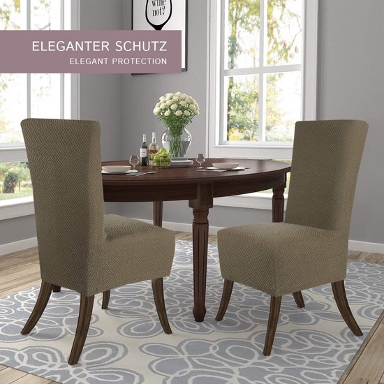 Scheffler-Home Stretch Stoelhoes Luna-Lang/Set van 4 Elastische Stoelhoezen/Stoelbekleding Vrijdragende Stoelen/Microvezel Spanhoes met Elastische Band Elegante Stoelhoezen