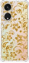 Smartphone hoesje OPPO A98 Hoesje Bumper met transparante rand Gouden Bloemen