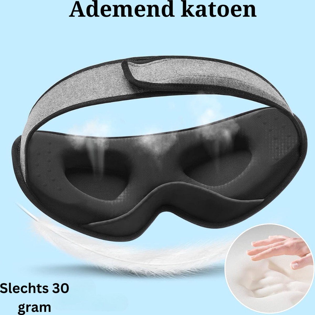 INNELO Slaapmasker voor dames en heren, verpakking van 2, comfortabel, ademend oogmasker, met diepe oogkassen en verhoogde neuspads, 100% lichtblokkerende slaapbril, voor reizen, zwart/zwart