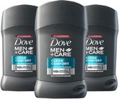 Dove Men + Care Clean Comfort Déodorant Homme - Déodorant Stick Sans alcool - Rafraîchit et Soigne 48h Contre la Sueur et les Odeurs Corporelles - Déodorant Homme Avantage Pack 3 Pièces
