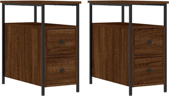 Nachtkastje Bruin Eiken 30x30x40 cm Bewerkt Hout | -nl
